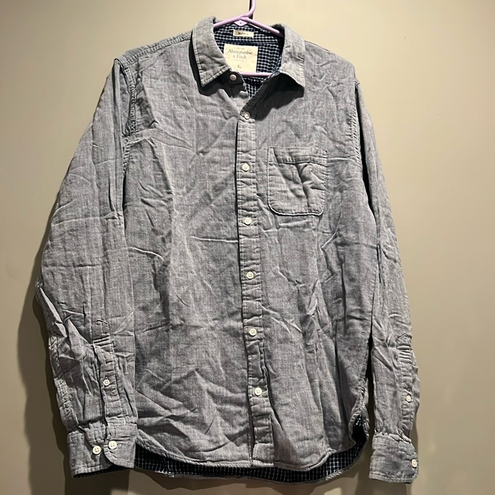 Abercrombie & Fitch Mens Muscle Button Down Shirt Size XL Gray